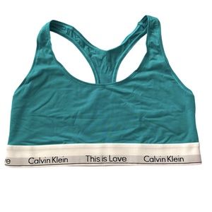 Calvin Klein Bralette Bra NWOT Turquoise This is Love Racerback Unlined QF7036